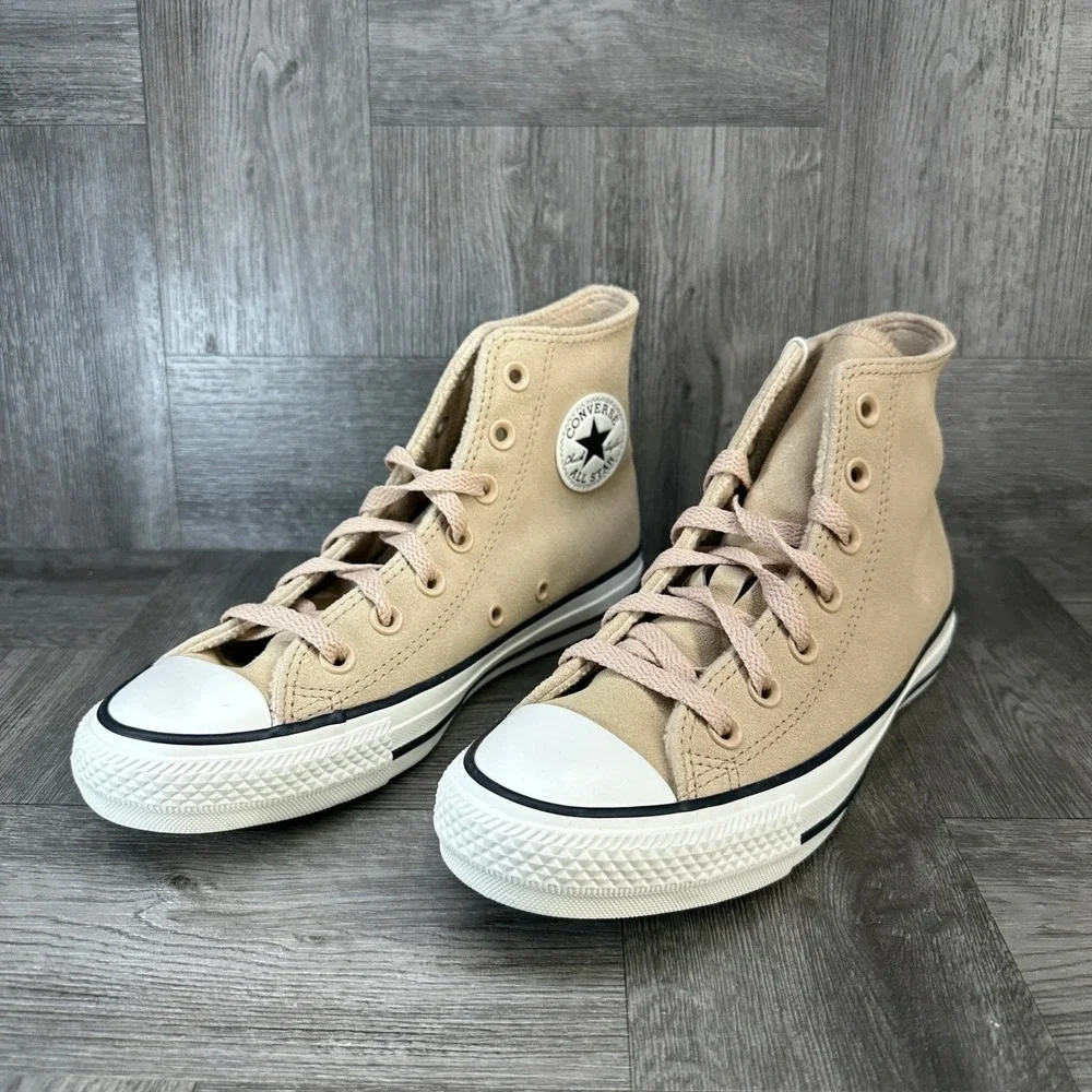 Converse High Top Sneakers Womens 5 Tan Suede Fleece Lined Chuck Taylor NEW - Picture 3 of 8